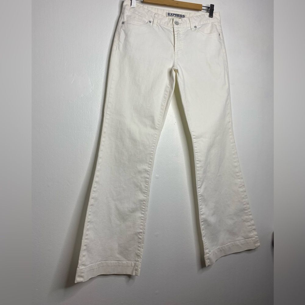 Express Flare leg Low Rise Jean Size 8 Y2K Western Chic Tall - Picture 4 of 7